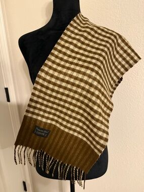 Dior Brown & Cream Checked Cashmere Scarf